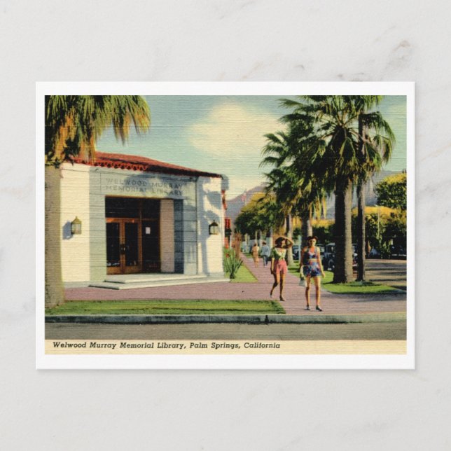 Carte Postale Welwood Library, Palm Springs, Californie Vintage (Devant)