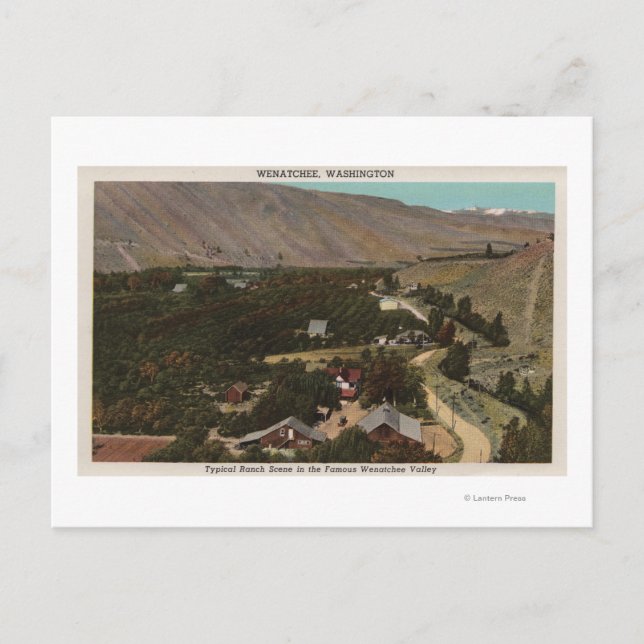 Carte Postale Wenatchee, WAOiseau au-dessus du Ranch dans la val (Devant)