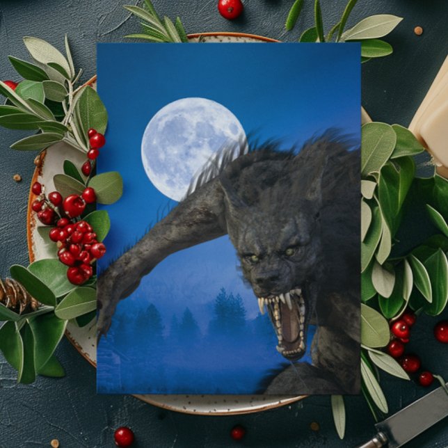 Carte Postale Werewolf Moon Lycanthrope halloween (Créateur téléchargé)