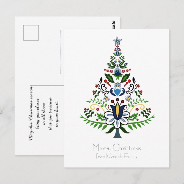 Carte Postale Wesolych Swiat - génial arbre de Noël Kashubian  (Devant / Derrière)