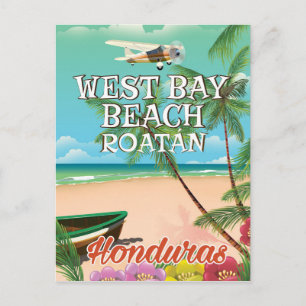 Carte Postale West Bay Beach, Roatán Honduras affiche de voyage