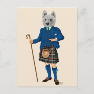 Carte Postale West Highland Terrier à Kilt