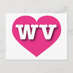 Carte Postale West Virginia Hot Pink Heart - J'aime WV