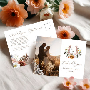 Carte Postale Western Lace Horseshoe Coeur Script Mariage Photo