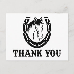 Carte Postale Western Merci Horse Horseshoe Mariage Noir