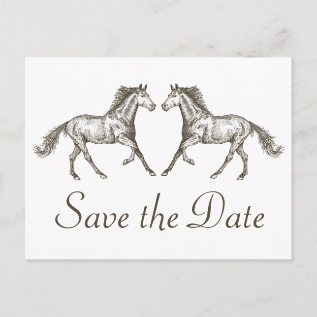 Carte Postale Western Save The Date Fiançailles Cheval Mariage (Devant)