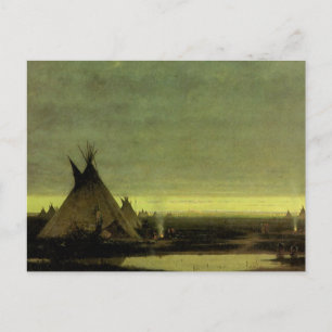 Carte Postale Western vintage, camp indien à Dawn par Tavernier