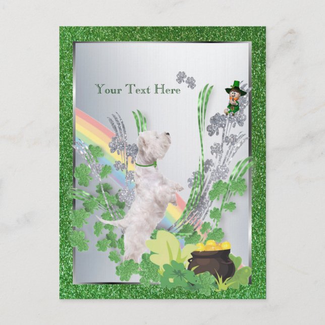Carte Postale Westie Chiot Numéro Deux St Pattys Personnaliser I (Devant)
