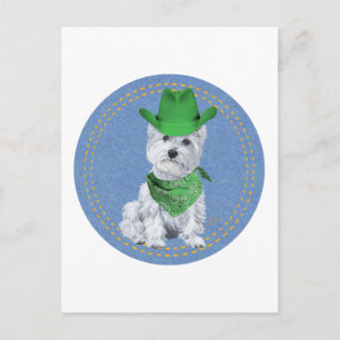Carte Postale Westie cowboy on Denim