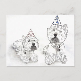 Carte Postale Westie Joyeux anniversaire