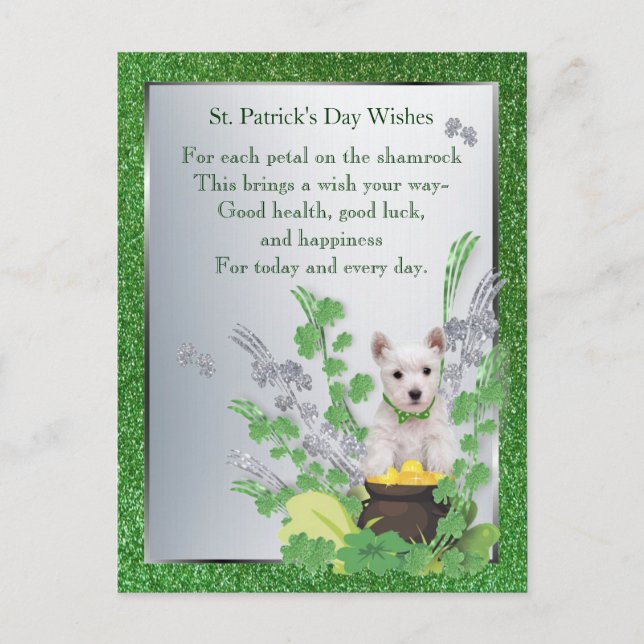 Carte Postale Westie Pup Numéro Un Santé Chance Bonheur Souhaits (Devant)