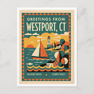 Carte Postale Westport CT Voyage Rétro