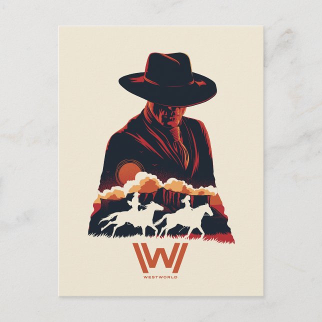 Carte Postale Westworld | Homme en Silhouette du désert noir (Devant)