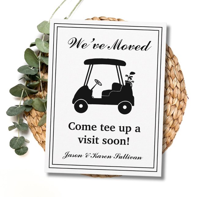 Carte Postale We've Moved Elegant Golf Cart Silhouette New Home (Créateur téléchargé)