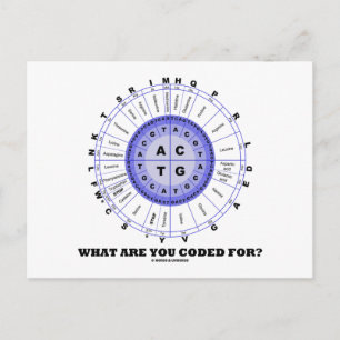 Carte Postale What Are You Coded For ? (Amino Acid Wheel)
