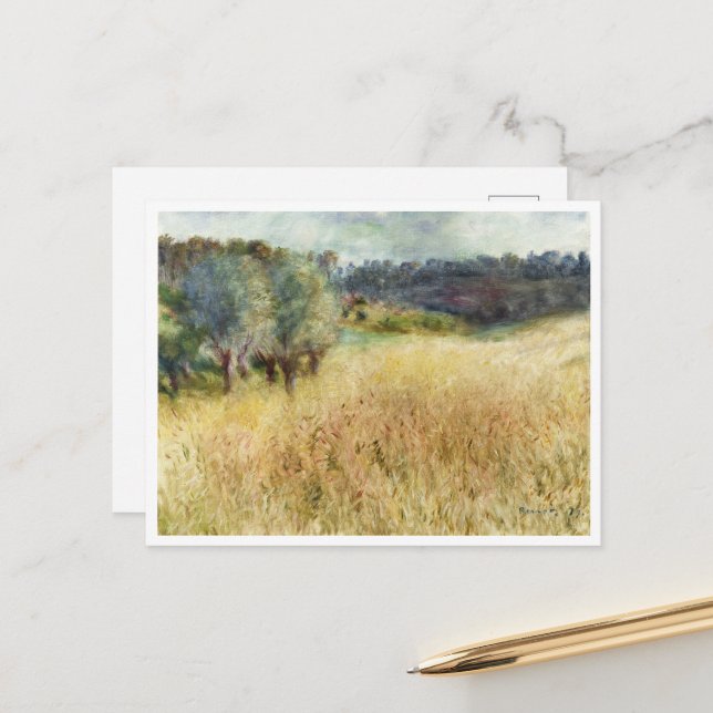 Carte Postale Wheatfield par Auguste Renoir (Devant/Arrière en situation)