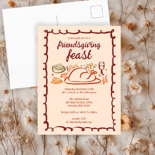 Carte Postale Whimsgiving Friendsgiving Dîner sur mesure