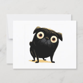 Carte Postale Whimsical Black Big Eyed Carlin