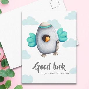 Carte Postale Whimsical Bonne chance vaisseau spatial