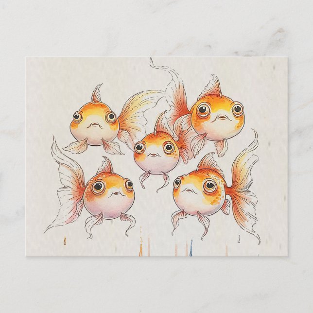 Carte Postale Whimsical Floating Goldfish (Devant)