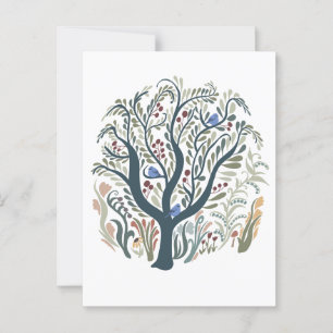 Carte postale Whimsical Folk Art Forest Earth Tone