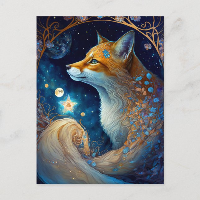 Carte Postale Whimsical Fox Imaginaire Art (Devant)