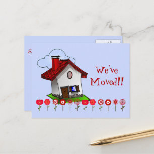 Carte postale Whimsical House and Flowers "We've M