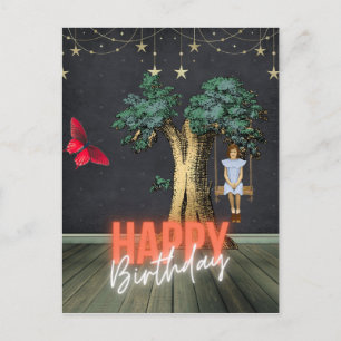 Carte Postale Whimsical Joyeux anniversaire Surreal Altered Art