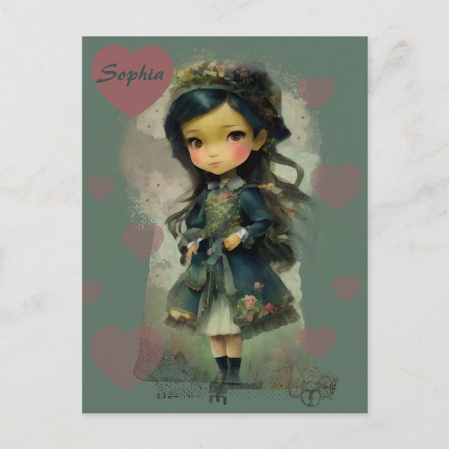 Carte Postale Whimsical Kawaii Fairy Tale Girl (Devant)