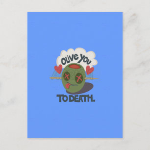 Carte Postale Whimsical "Olive My Heart" Drôle Visage Design
