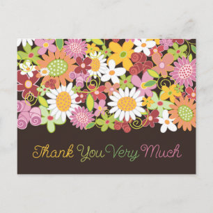 Carte Postale Whimsical Pastel rose Fleurs de Printemps Jardin C