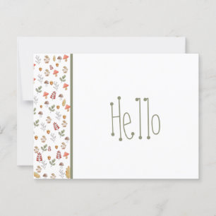 Carte Postale Whimsical Red Green Champignons Brown et Acorn