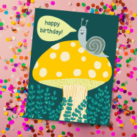 Whimsical snail on Magical Mushroom CUSTOM Bday