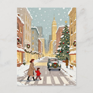 Carte Postale Whimsical Snowy City Street Christmas