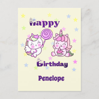 Carte Postale Whimsical Unicorn Anniversaire plaisir