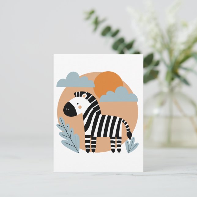 Carte Postale Whimsical Zebra Scandinave Influencée (Debout devant)