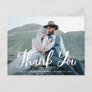 Carte Postale Whimsy bleu   Merci photo mariage