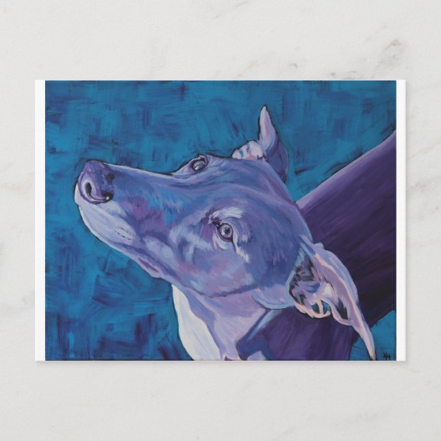 Carte Postale Whippet bleu (Devant)