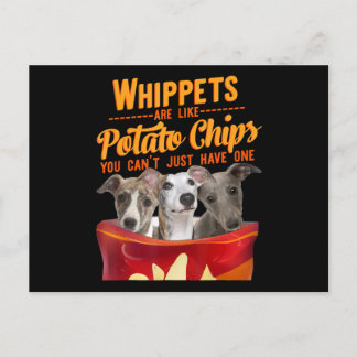 Carte Postale Whippet et frites Funny Dog Maman Papa