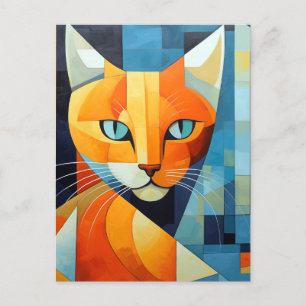 Carte Postale Whiskers Abstraits : Chat orange