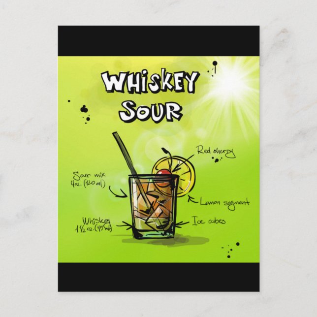 Carte Postale Whiskey Cocktail Recette (Devant)