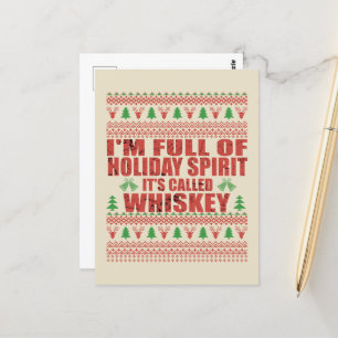 Carte Postale Whiskey est mon esprit drôle et moche pull de Noël