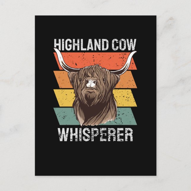 Carte Postale Whisperer de vache Highland (Devant)