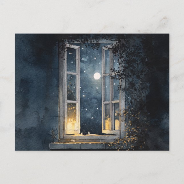 Carte Postale Whispers de fenêtre de minuit" - Pos de vue de nui (Devant)