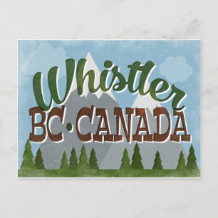 Carte Postale Whistler Canada Fun Retro Snowy Mountains