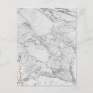 Carte Postale White Carrara Marble Gold Classic Personalised