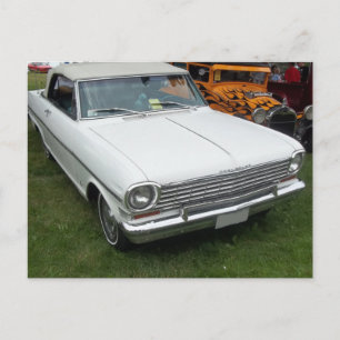 Carte Postale white chevy 1963 nova with chrome front view