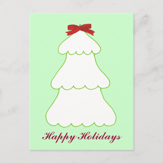 Carte postale White Christmas Tree Red Bow Holiday (Devant)