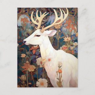 Carte Postale White Deer Beautfiul Imaginaire Art