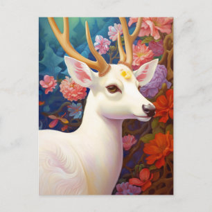 Carte Postale White Deer Beautfiul Imaginaire Art